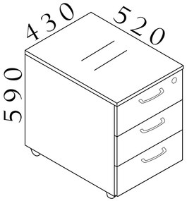 Visio LUX konténer 43 x 52 cm, tölgy