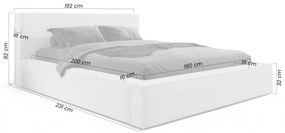 Nirello kárpitozott ágy 160x200 tárolóval - szürke Castel 80 bársony