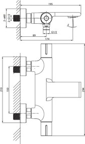 Cersanit Virgo, falra szerelhető kádcsaptelep, króm, S951-561