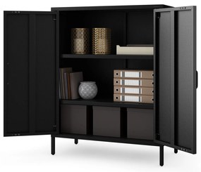Fekete polcos fém szekrény lábakon – VITO Modern 800 x 1015 x 400 mm