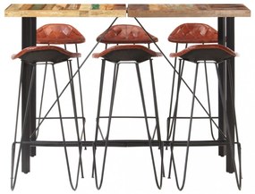 7-részes tömör újrahasznosított fa és valódi bőr bárgarnitúra