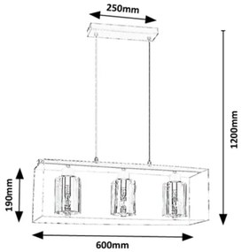 Rabalux 72033 - CHADWICK 3xE27/25W/230V függeszték kábellel