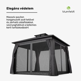 Blumfeldt ShadeFortress, pavilon, 3 x 3 m, horganyzott acél tető, véd a nap, eső és szél ellen