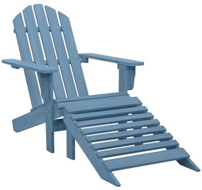 Kék tömör fenyőfa kerti Adirondack szék zsámollyal