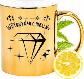 Arany csillogó bögre állatorvosnak ajándék fényképes nyomtatással