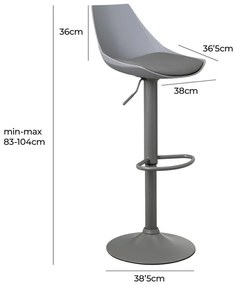Szürke bőr utánzat állítható magasságú bárszék szett 2 db-os (ülésmagasság 56,5 cm) – Casa Selección