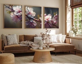 Huhu222 keretezett MDF falikép, 50 x 70 cm, 3 db-os szett
