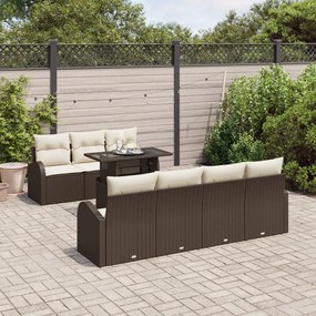 8 részes kertibútor szett párnákkal Barna Poli Rattan, 2-személyes kertibútor tárolóval és párnákkal Barna Poli Rattan