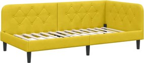 vidaXL Sarokágy keret fejtámlával Sárga 90 x 190 cm Bársony
