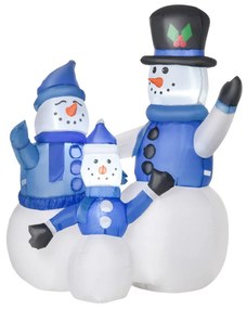 Önfelfújó hóember család LED világítással, felfújóval, 120cm magas