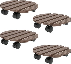 Outsunny 4 darabos kerek virágtartó kerekekkel - Virágcserép tartó gördíthető állvány, beltéri és kültéri használatra | Aosom