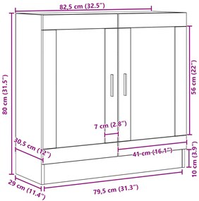 Könyvespolc Fekete Tölgy 82,5x30,5x80 cm Mérnöki Fa