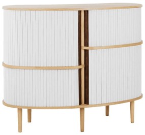 Szürke-natúr színű szekrény tolóajtóval, tölgyfa dekorral 120x100x50 cm Audacious – UMAGE