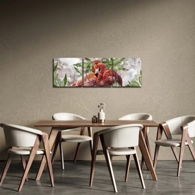 Kép - Flamingók (órával) (90x30 cm)