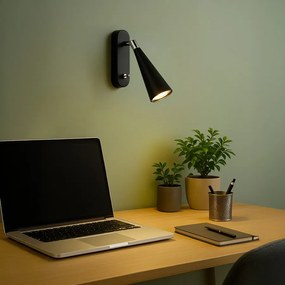 RENDL ALEXIS nástěnná černá chrom 230V LED GU10 5W