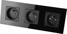 Háromszoros Üveg Fali Aljzat Szett Fekete Háromszoros Kerettel és 3 db Miuun Aljzattal