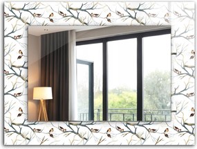 Dekoratív fali tükör nyomott mintás XXL 80x60 cm Madarak az ágakon