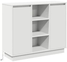 LED-es oldalszekrény Fehér 90x32x75 cm Mérnöki fa