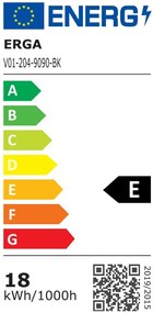 Erga Charlotte, kerek LED tükör 90cm, fekete fém keret, 2070 lm, 6500K, első oldalsó világítás, ERG-V01-204-9090-BK