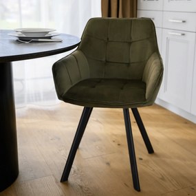 Design fotel, zöld Velvet/fekete, PETIN