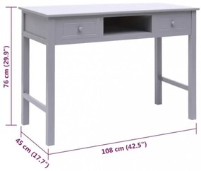 szürke tömör császárfa íróasztal 108 x 45 x 76 cm