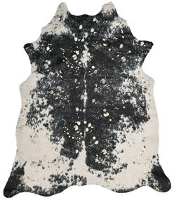 Fekete-Fehér Mű Marhabőr Szőnyeg Arany Foltokkal 150 x 200 cm BOGONG Beliani