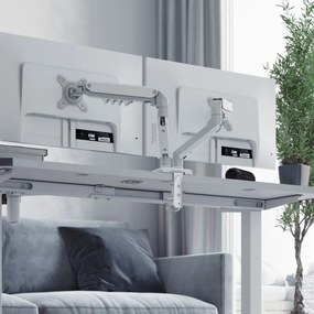 Monitor asztali állvány két monitorhoz, 15" - 32", állítható fehér
