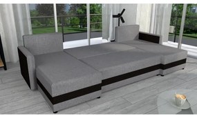 Kárpitozott, univerzális, kihúzható U alakú BRISTOL ülőgarnitúra, szürke/fekete