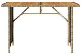 bézs polyrattan falapos kerti asztal 110x68x70 cm