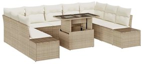 vidaXL Kerti Kanapé Szett párnával 10 pcs Beige és krém polirattan