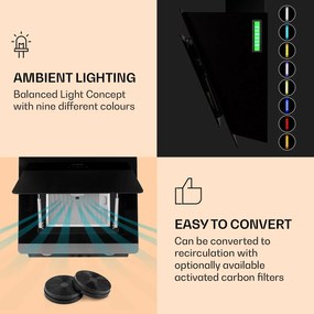 Klarstein Aurora Eco 60, páraelszívó, 60 cm, falra szerelhető, 550 m³/h, A+, érintéses vezérlés, fekete