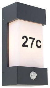 Kültéri fali lámpa sötétszürke IP44 mozgásérzékelővel - Tide