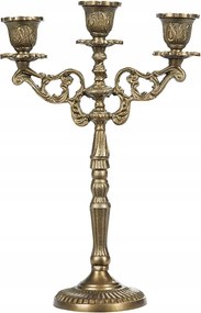 Kandeláber Arany Gyertyatartó Magas 30cm 3 Gyertya Nappaliba Otthon Retro Ajándék