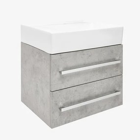 SAT Cube Way Fürdőszobaszekrény mosdóval 60x53x46 cm beton matt CUBE46602BESATCWL