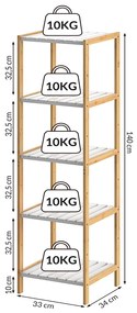 Casaria® Bambusz polc 140x33x33 cm - fehér