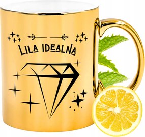 Prémium Arany Csillogó Bögre Liliom Ajándék Nyomtatott Fotóval