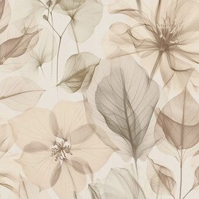 Bézs tapéta növényi motívum levelek virágok flizelin tapéta a szobába