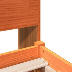 vidaXL viaszbarna tömör fa könyvespolcos ágy matrac nélkül 140 x 200cm