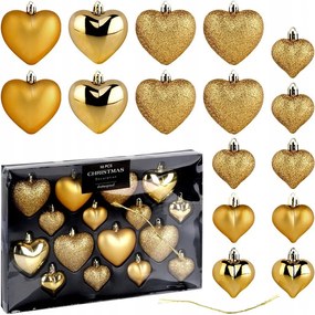 16 db Törésbiztos karácsonyfadísz, Arany színű karácsonyfagömb szett