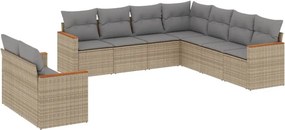 vidaXL 9 részes bézs polyrattan kerti ülőgarnitúra párnákkal