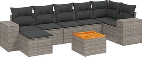 vidaXL 8 részes szürke polyrattan kerti ülőgarnitúra párnákkal