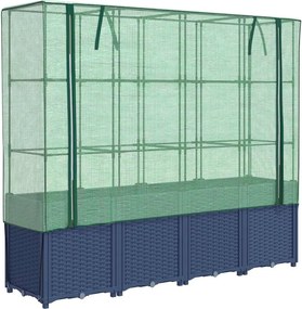 vidaXL rattan hatású magaságyás üvegháztakaróval 160 x 40 x 153 cm