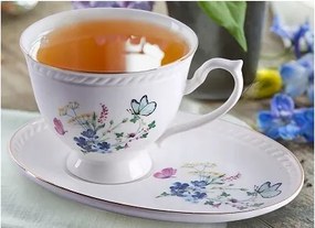 Matilda Csésze Csészealjjal 2+2 Fehér Finom Mintás 220ML Pillangó Virágok