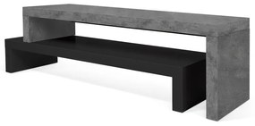Cliff fekete dupla TV állvány beton dekorral, 125 x 20 cm - TemaHome