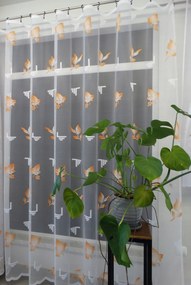 Mg Függöny jacquard levelek narancssárga 450x245 kész szalaggal Iwona lengyel