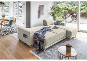 Bézs kinyitható-tárolóhelyes sarokkanapé Classy Sophie – Miuform