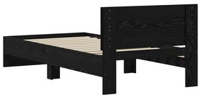 ágykeret fejtámlával Fekete Tölgy 90x200 cm Műanyag