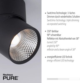 Paul Neuhaus modern spot lámpa pure-nola fekete pln6452-18