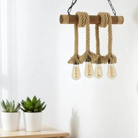 Brilagi - Csillár láncon KOS 4xE27/60W/230V bükkfa