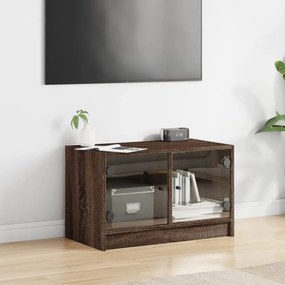 barna tölgyszínű TV-szekrény üvegajtókkal 68x37x42 cm